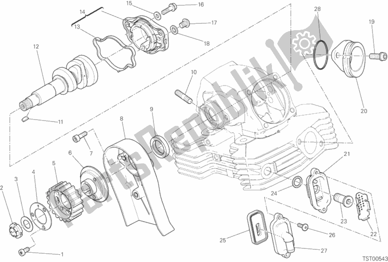 Todas las partes para Culata Vertical - Sincronización de Ducati Scrambler Flat Track PRO USA 803 2016